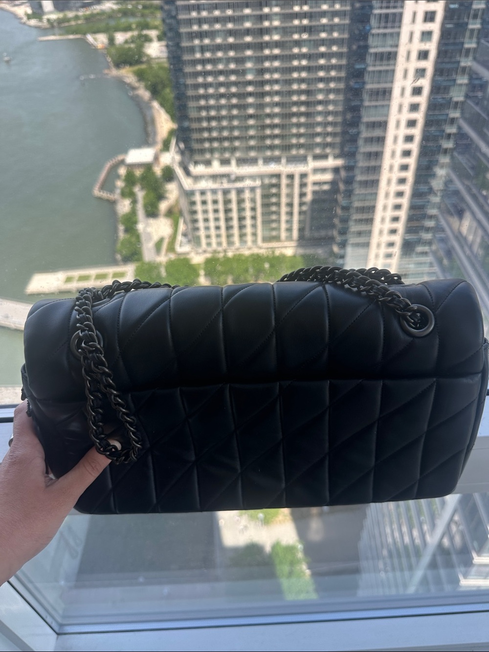 Coach Large Tabby Black Quilted Shoulder Bag with Chain Strap - Picture 5 of 6